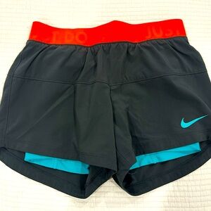 Nike dri fit short running shorts. With fitted inside short built in